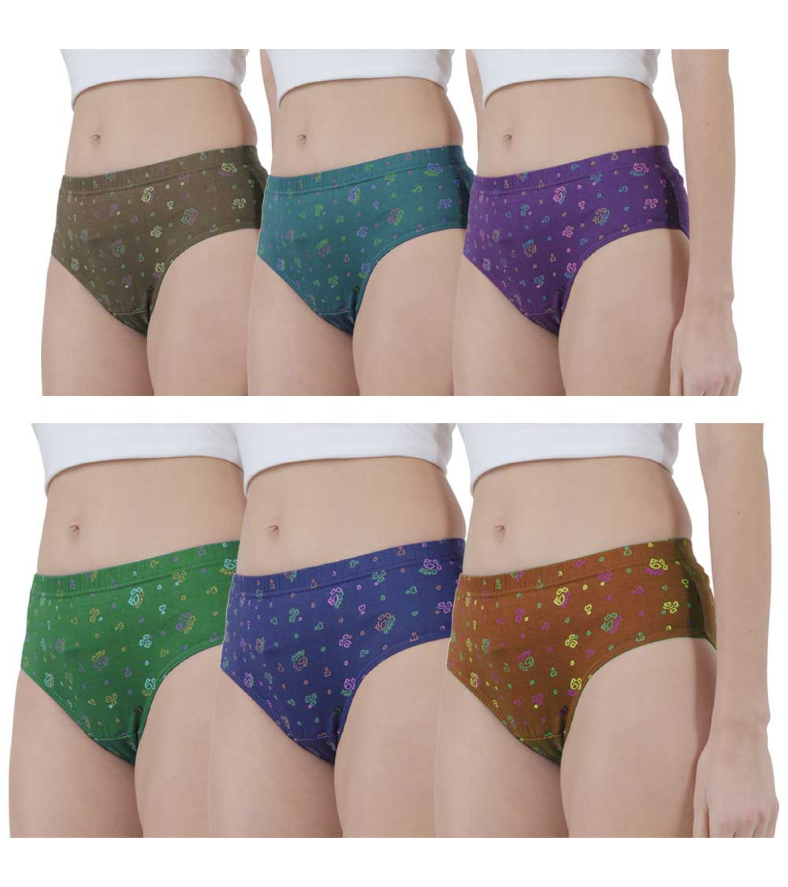 Vink Multicolor Womens Printed Panties 6 Pack Combo | Outer Elastic